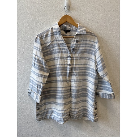 John Mark Tops - John Mark 100% Linen Button Blouse L Coastal Resortwear Laganlook Office Beach